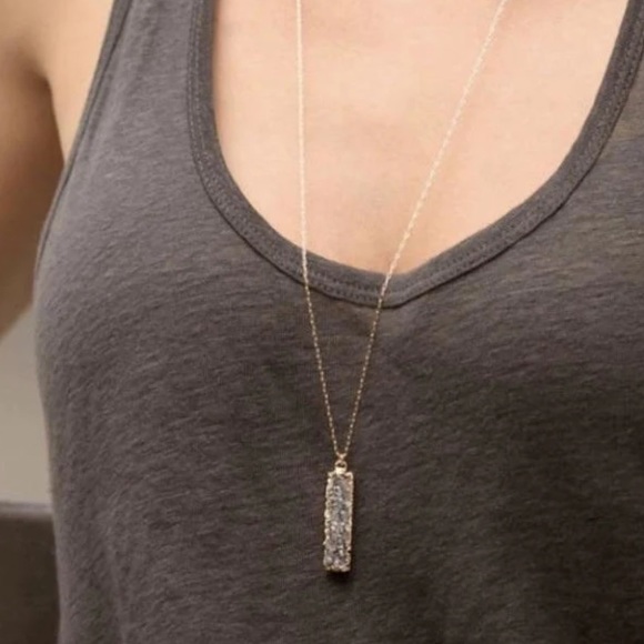 Natural Druzy Bar Necklace - Picture 3 of 3